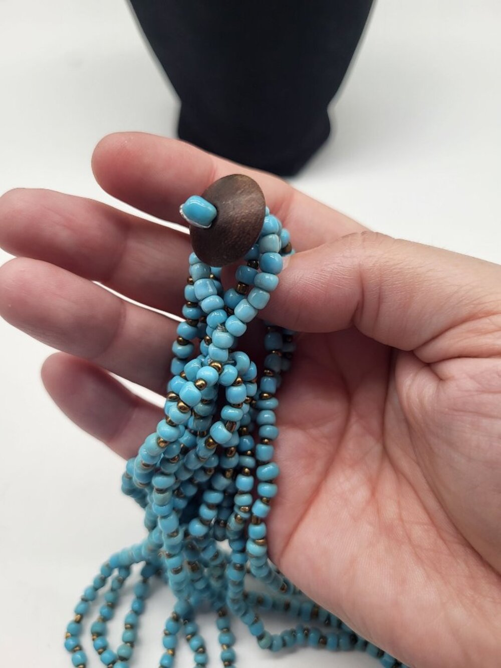 Boho Turquoise Blue Colored Beaded Necklace Multi Strand Southwestern - Picture 4 of 5